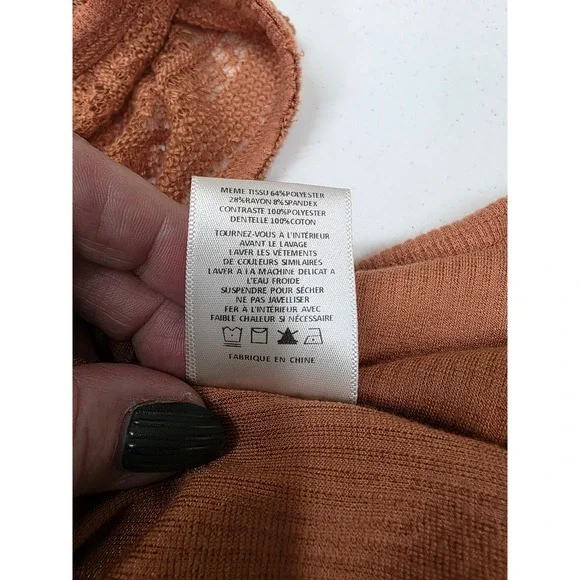 Miss Me Womens XL Terracotta Rust Pointelle Knit Crochet Lace Tank Top - Picture 5 of 7